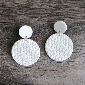Woven Clay  Circle Dangle Earrings